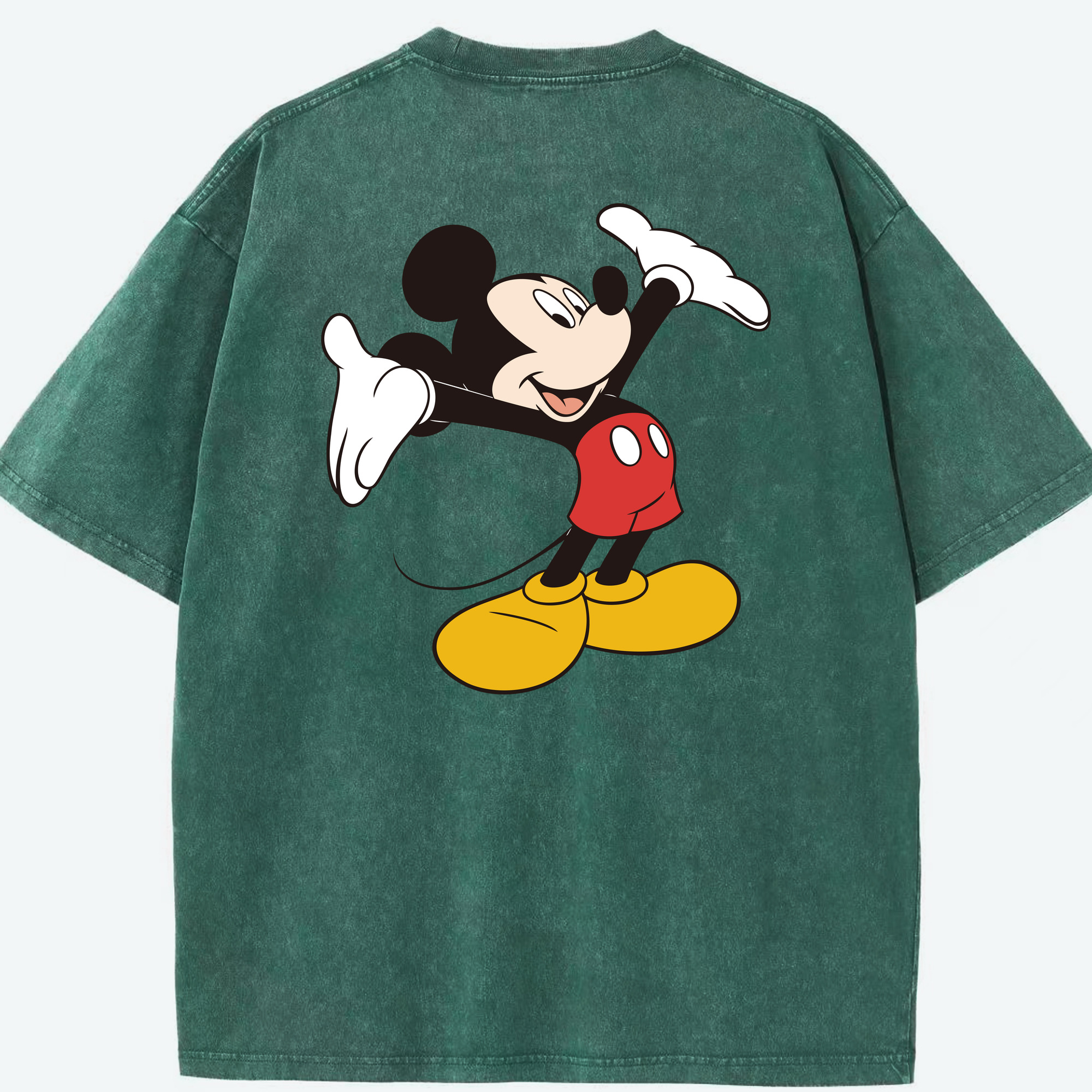 （画像用） ミッキーマウス Mickey Mouse 綿100% ヴィンテージ風 半袖Tシャツ（背面プリント）